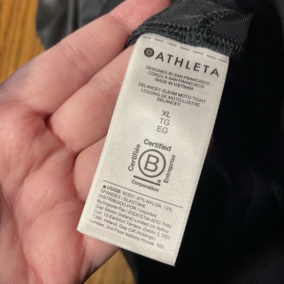 Athleta Women XL Black Athleisure High Rise Ankle Zip Delancey Gleam Moto Tight - Picture 11 of 12